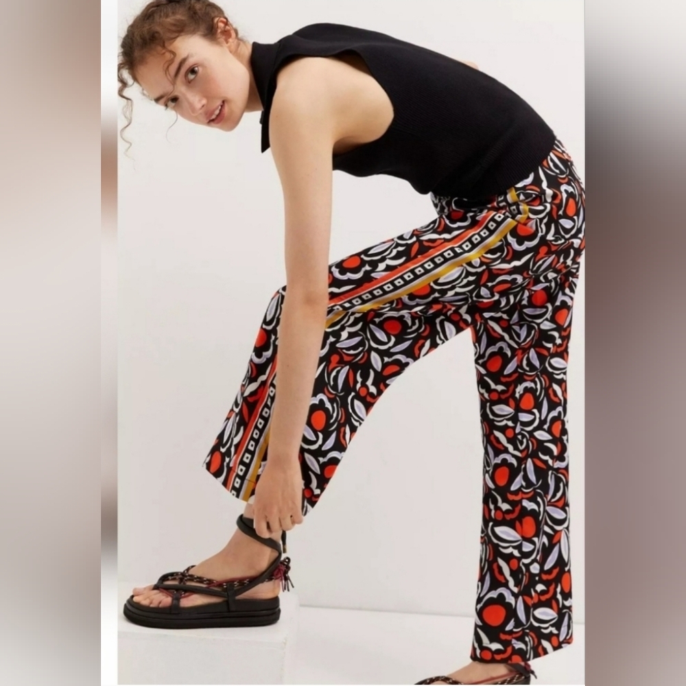 NWT Anthropologie Breezy Straight Print Pants Abstract Size 14